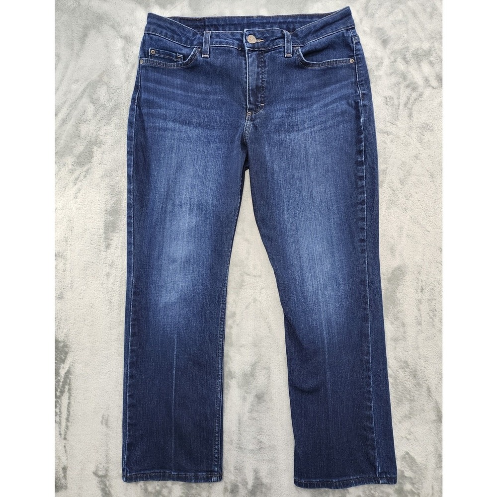 Lee‎ Jeans Womens 12P PETITE Blue Mid Rise Straight Leg Crop Capri Stretch Denim